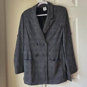 Cabi Gray Bond Blazer Double Breasted Size S EUC Long Sleeves Office Business